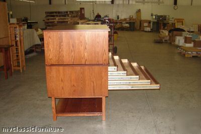 10 drawer oak flat file cabinet with stand