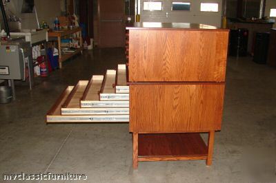 10 drawer oak flat file cabinet with stand