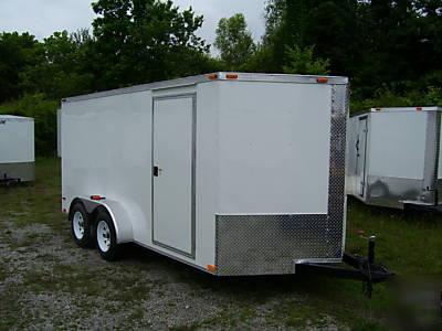 7 x 16 enclosed v-nose cargo motorcycle utility trailer