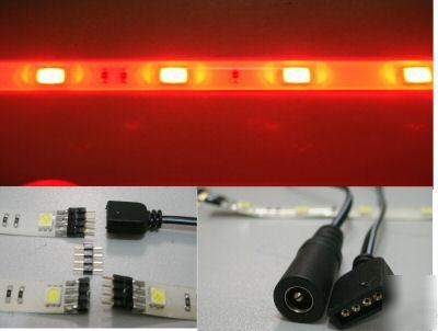 3X30 car adhesive stobe red strip led light waterproof