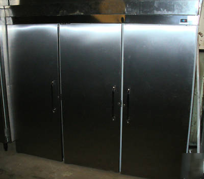 Hobart stainless steel three-door freezer