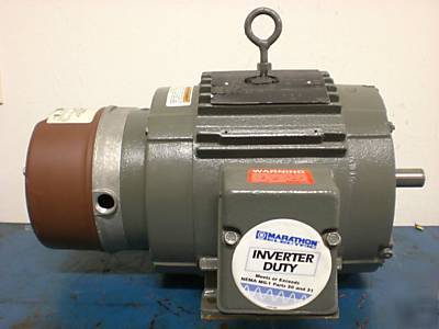 Marathon electric motor 1-hp 3 phs w/brake invter/rdy