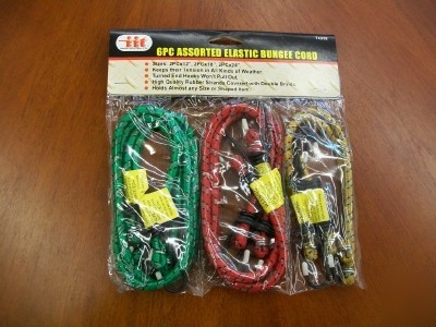 New 6 piece assorted elastic bungee cords (74350) 