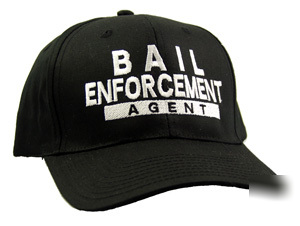 Bail enforcement agent white embroidered black cap