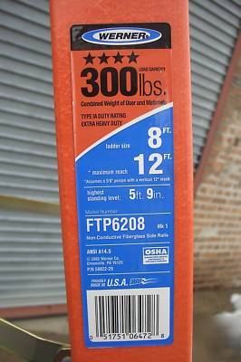 Werner 8' fiberglass tripod ladder FTP6208