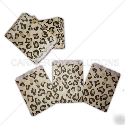 100X leopard design paper bags - 7'' x 9'' - gift bags