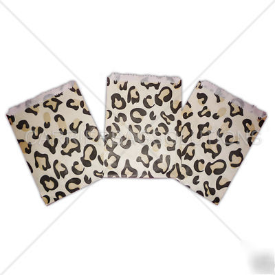 100X leopard design paper bags - 7'' x 9'' - gift bags