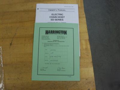Harrington 125 lbs. electric chain hoist - 110 volt 