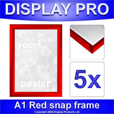5 x A1 red snap frames leaflet poster holder snapframes