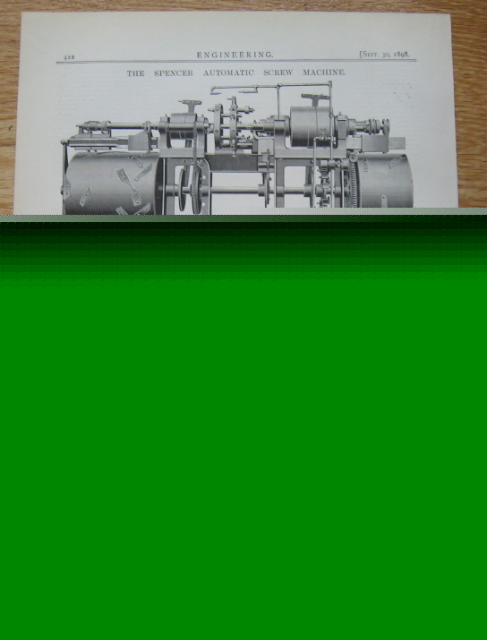 Spencer automatic screw bolt milling machine 1898 lathe