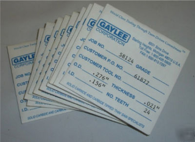 New lot gaylee carbide slitting saws .276 x .156 x .021