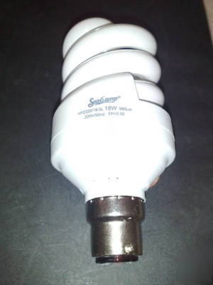 1 x bayonet B22 18W energy saving bulb spiral white cfl