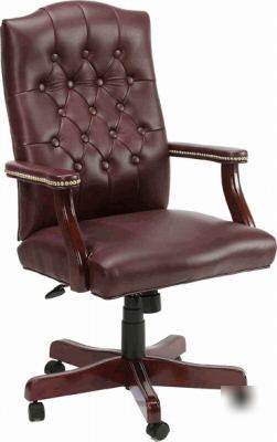 Burgundy vinyl executive computer office desk chair