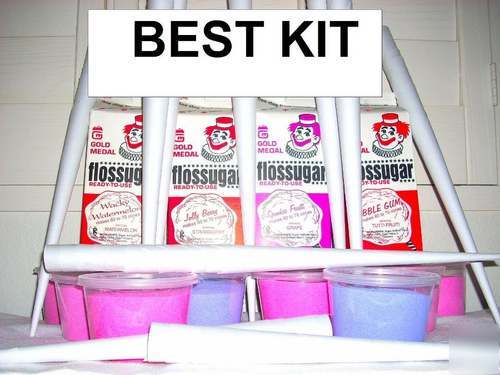 Huge cotton candy machine supply kit (sugar and cones)