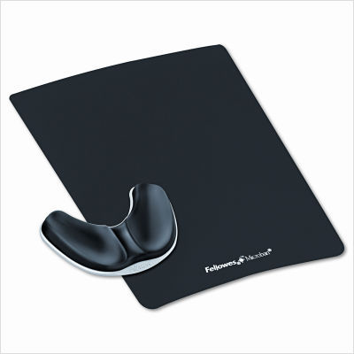 Memory foam gliding palm support with mouse pad, black