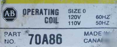 New allen-bradley 70A86 size 0 operating coil 120V 60HZ