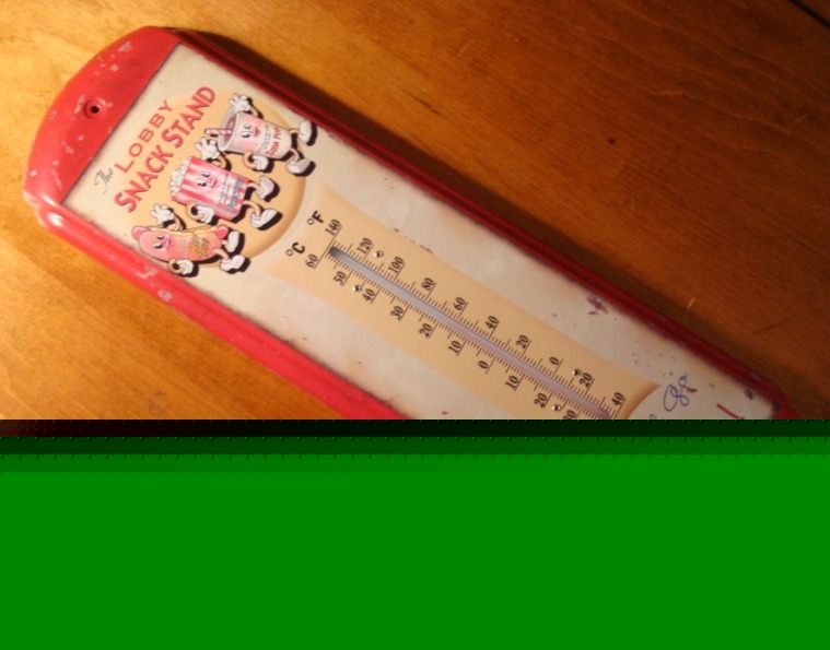 Retro snack stand popcorn soda candy thermometer sign
