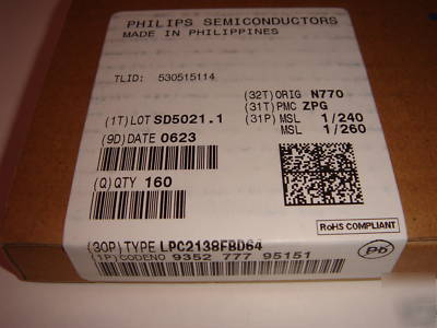 New 160 nxp philips LPC2138 FBD64 micro factory sealed