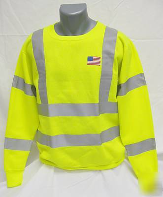 Class iii hi-viz lime/green long sleeve sweatshirt -med