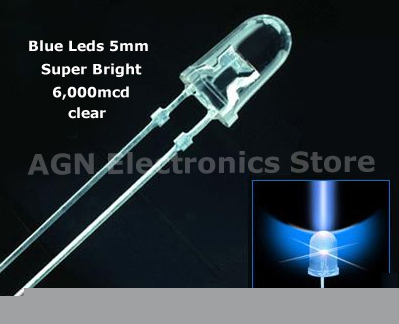 15PCS - 5MM high brightness 6000MCD blue leds. wow 