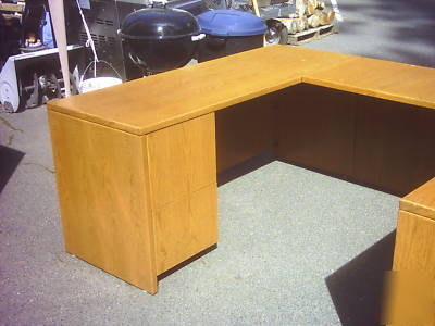 Desk u-shaped 3 piece wood oak wedeliverlocallynorca