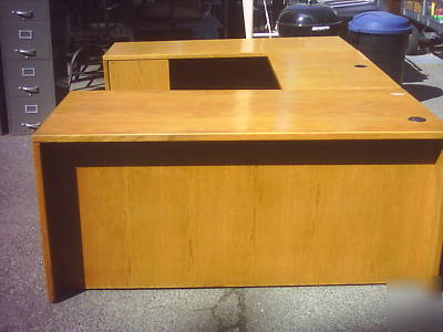 Desk u-shaped 3 piece wood oak wedeliverlocallynorca