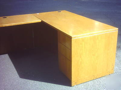 Desk u-shaped 3 piece wood oak wedeliverlocallynorca