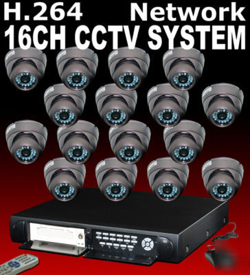 Cctv 16CH net dvr w/ ir dome cam package iphone support