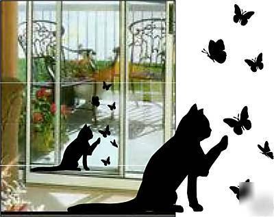 Cat butterfly decal sticker wall car glass slider door