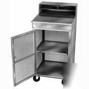 Gray receiving and shop desk with locking door