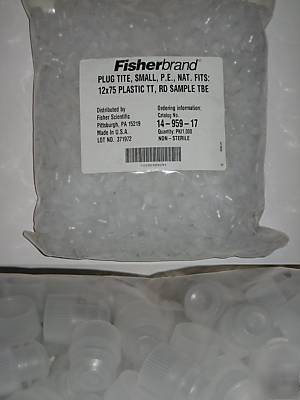 Test tube plug caps, fisherbrand, 12MM, 8 bags (8000CT)
