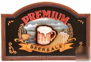 Wood premium beer & ale sign board bar pub signs