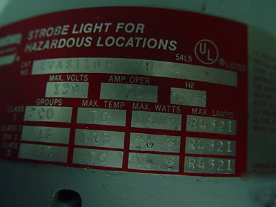 Crouse hinds hazardous area explosion proof strobe