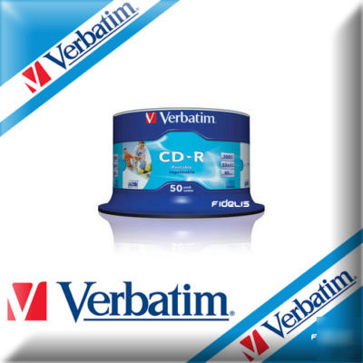 50 verbatim cd-r azo wide inkjet printable discs 43438