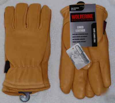 New 2 pr wolverine lined leather gloves snowcuff large * 