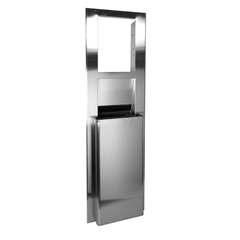 Stainless steel custom trash receptacle, recessed mount