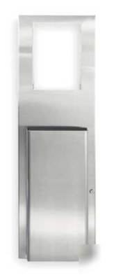 Stainless steel custom trash receptacle, recessed mount