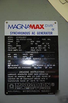 450KW marathon magnamax syncronous generator end 