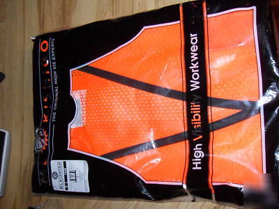 New orange reflective safety vest - high vis ansi/isea 