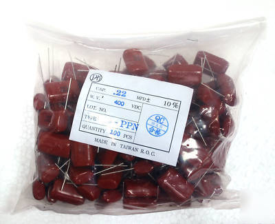 100PCS ppn 0.22UF 400V k capacitor +/-10% non-inductive