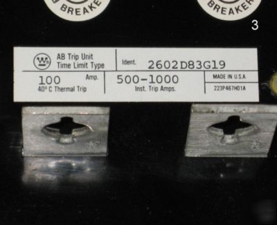 New - westinghouse thermal magnetic trip unit HKA3100T