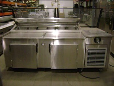 Amteko custom pizza prep station with sneeze guard