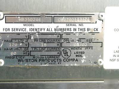 Winston cvap HB35D2GE warmer holder proofer