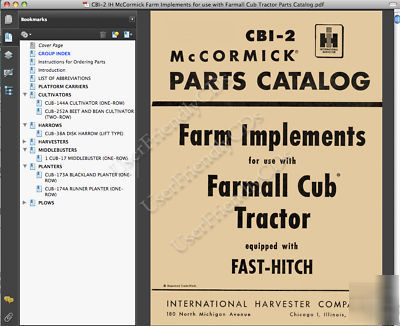 Mccormick farm implements for farmall cub parts manual