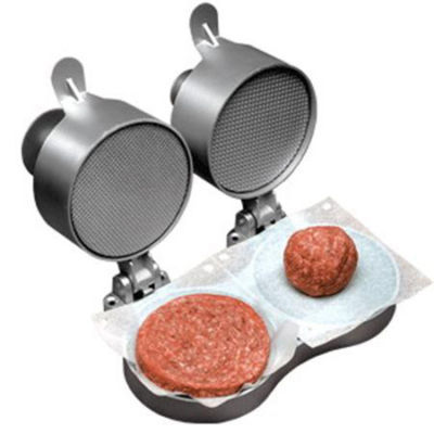 Non-stick double hamburger press adjustable patty thick