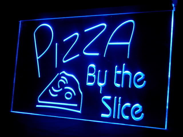 110095B open pizza by the slice cafe shop light sign