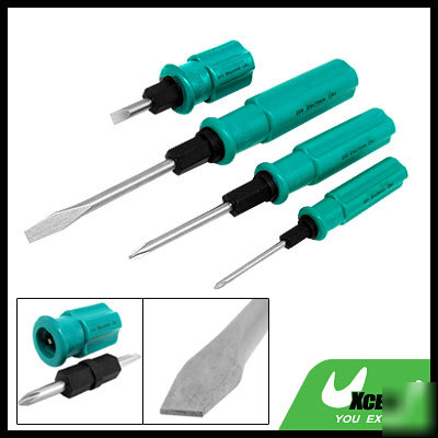 2 way screwdriver sets philips slotted w green handle