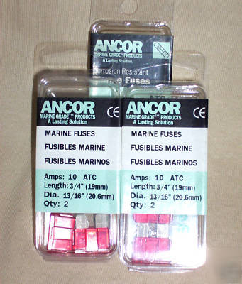 Ancor 6 marine fuses 10 amp length 3/4