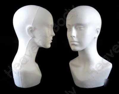 2 polystyrene head display wig hat stand unisex / child