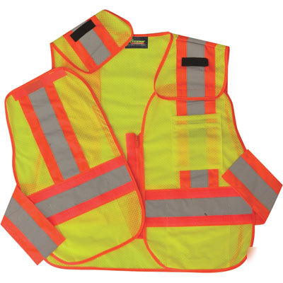 Class 2 breakaway safety vest- lime adjustable 2XL-4XL
